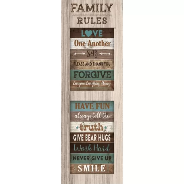 Wall Quotes & Signs-Kirkland's Home Family Rules Shutter Canvas Art Print Blue/White/Brown