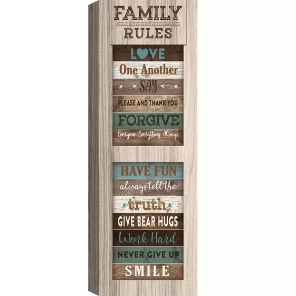 Wall Quotes & Signs-Kirkland's Home Family Rules Shutter Canvas Art Print Blue/White/Brown