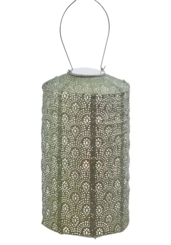 Outdoor Lighting-Kirkland's Home Fan Cylinder Hanging Led Outdoor Lantern Green