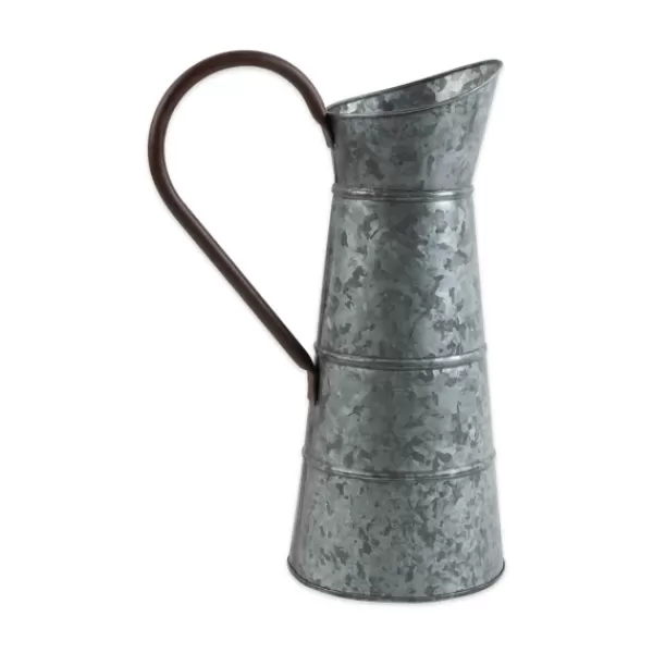 Vases-Kirkland's Home Farmhouse Galvanized Metal Pitcher Gray