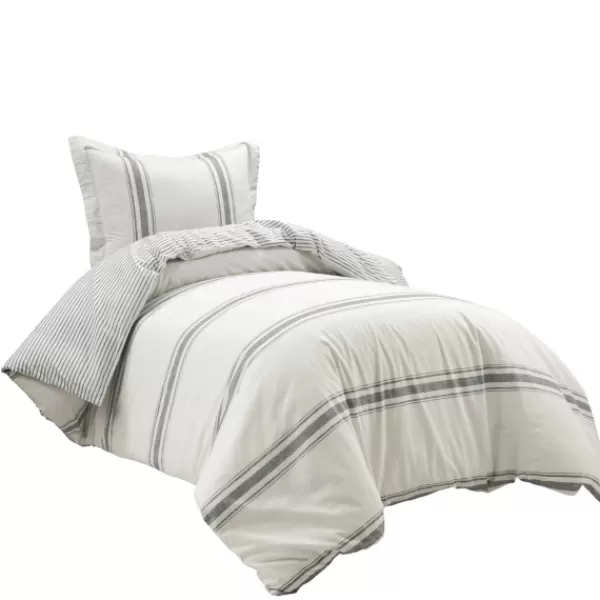 Duvets-Kirkland's Home Farmhouse Stripe 2-Pc. Twin Xl Duvet Set Gray