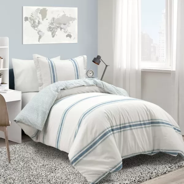 Duvets-Kirkland's Home Farmhouse Stripe 2-Pc. Twin Xl Duvet Set Blue