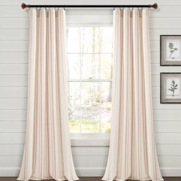 Curtains & Drapes-Kirkland's Home Farmhouse Stripe Curtain Panel Set, 84 In. Pink