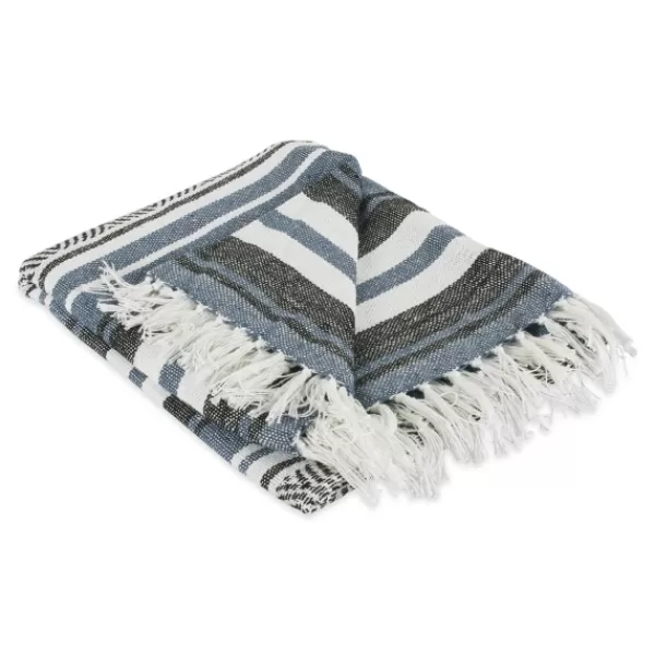 Blankets & Throws-Kirkland's Home Farmhouse Stripe Throw Blue