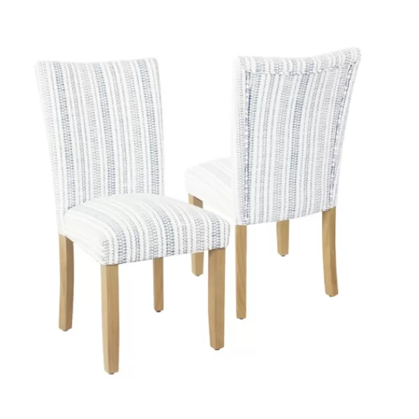 Dining Chairs-Kirkland's Home Farmhouse Stripes Highback Dining Chairs, Set Of 2 Blue/White