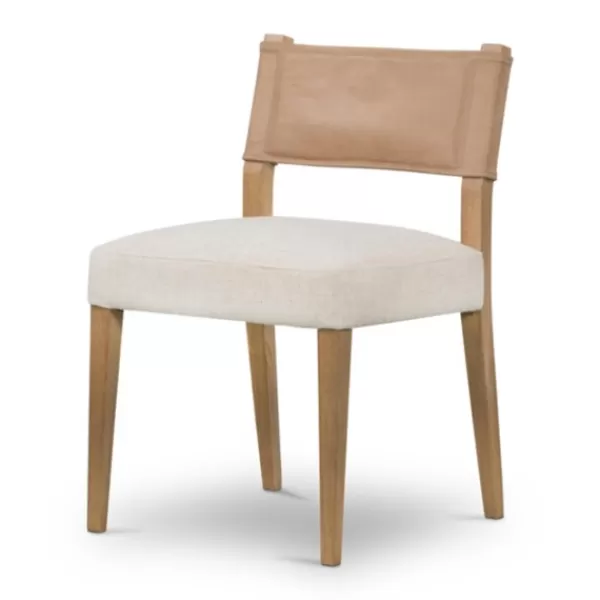 Dining Chairs-Kirkland's Home Farrah Leather Back Dining Chair Tan/Ivory