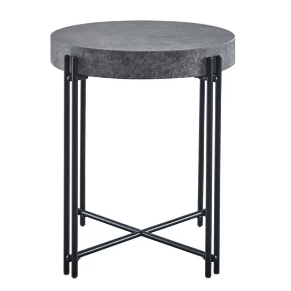 Accent & End Tables-Kirkland's Home Faux Concrete And Metal Base Accent Table