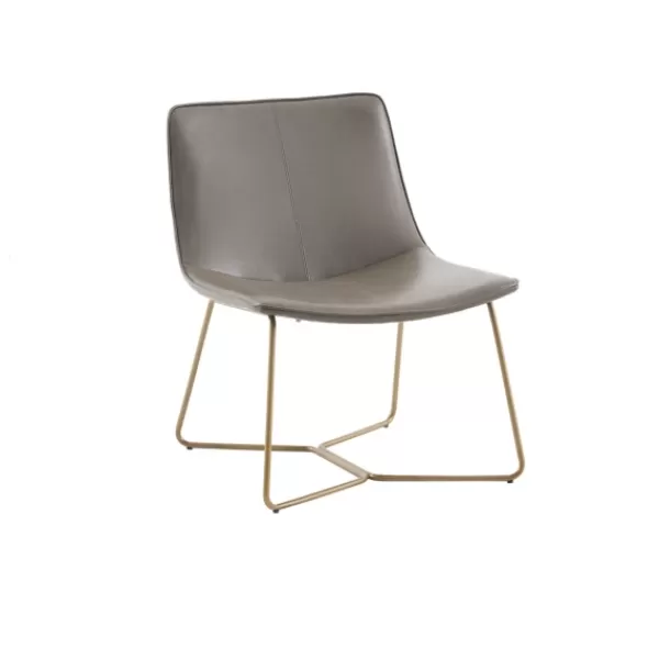 Accent Chairs-Kirkland's Home Faux Leather Accent Chair With Gold Base Gray