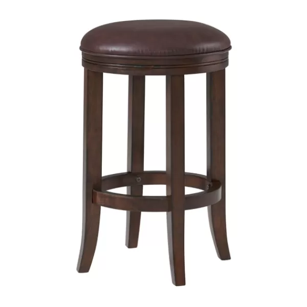 Bar Stools & Counter Height Stools-Kirkland's Home Faux Leather And Wood Counter Stool Brown