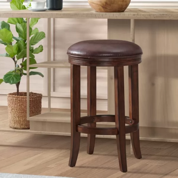 Bar Stools & Counter Height Stools-Kirkland's Home Faux Leather And Wood Counter Stool Brown