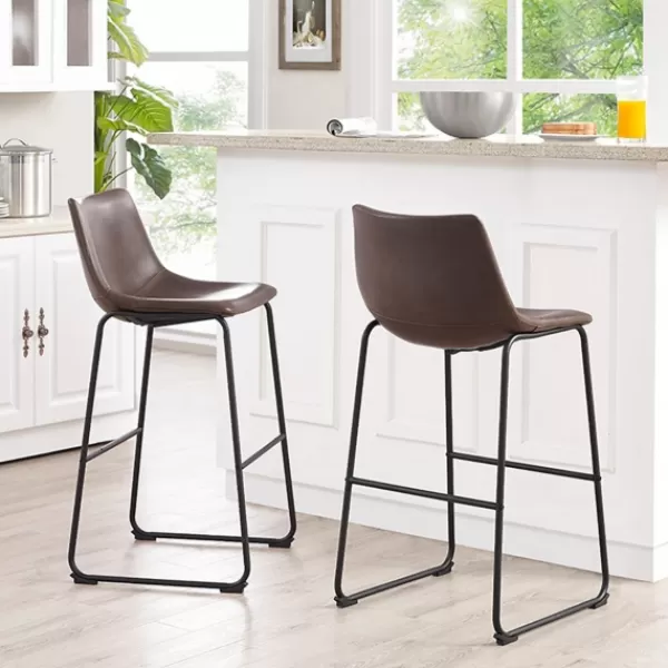 Bar Stools & Counter Height Stools-Kirkland's Home Faux Leather Bar Stools, Set Of 2 Brown