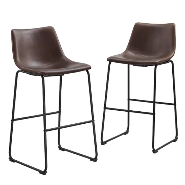 Bar Stools & Counter Height Stools-Kirkland's Home Faux Leather Bar Stools, Set Of 2 Brown