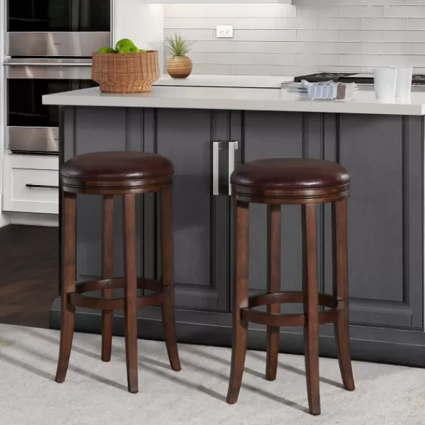 Bar Stools & Counter Height Stools-Kirkland's Home Faux Leather Bar Stools, Set Of 2 Brown