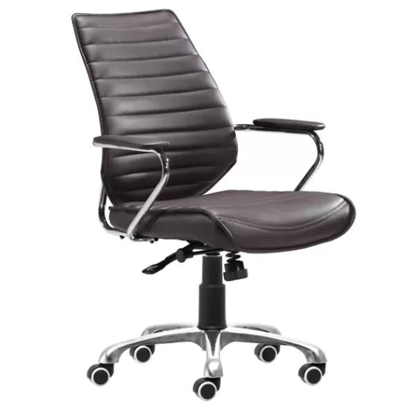 Office Furniture-Kirkland's Home Faux Leather Channeled Office Chair Brown