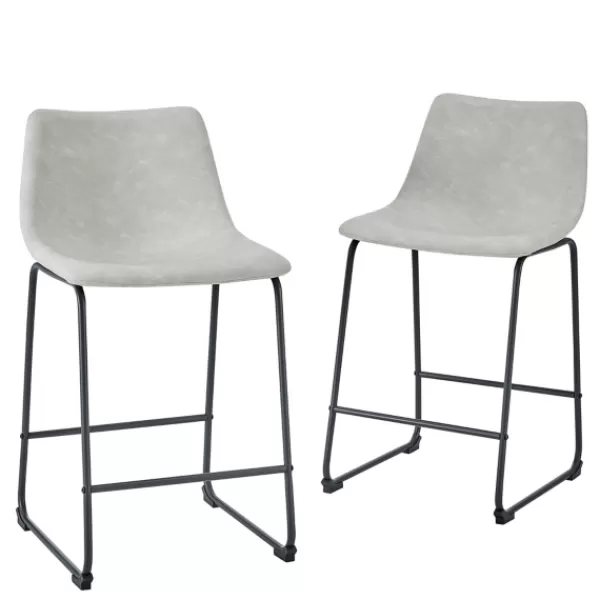 Bar Stools & Counter Height Stools-Kirkland's Home Faux Leather Counter Stools, Set Of 2 Gray