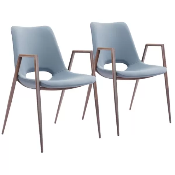 Dining Chairs-Kirkland's Home Faux Leather Cutout Dining Chairs, Set Of 2 Blue