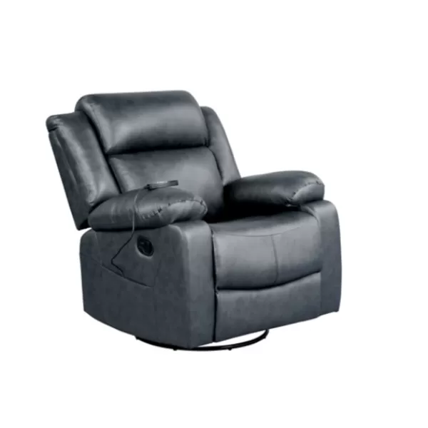 Accent Chairs-Kirkland's Home Faux Leather Heated Massage Recliner Gray
