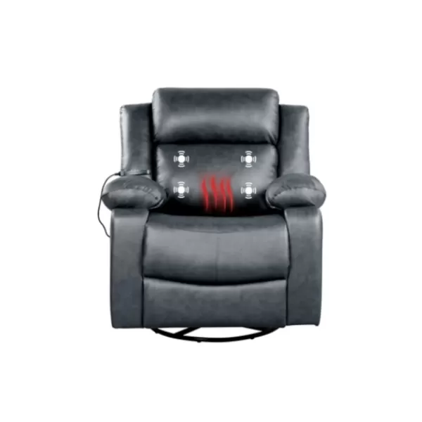 Accent Chairs-Kirkland's Home Faux Leather Heated Massage Recliner Gray