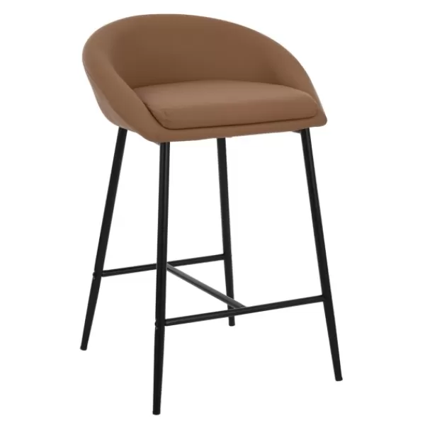 Bar Stools & Counter Height Stools-Kirkland's Home Faux Leather Low Counter Stools, Set Of 2 Brown