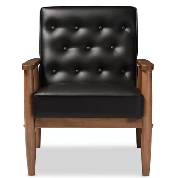 Accent Chairs-Kirkland's Home Faux Leather Sawyer Accent Chair Black