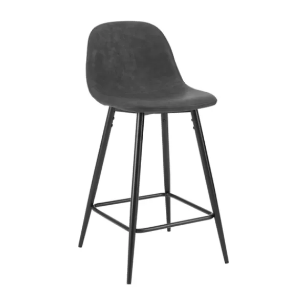 Bar Stools & Counter Height Stools-Kirkland's Home Faux Leather Slope Bar Stools, Set Of 2 Black