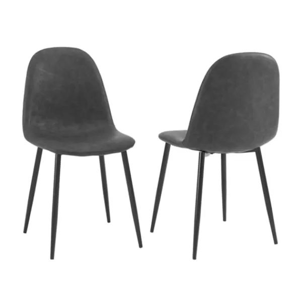 Dining Chairs-Kirkland's Home Faux Leather Slope Dining Chairs, Set Of 2 Black