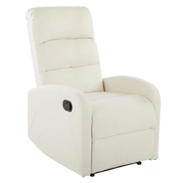 Accent Chairs-Kirkland's Home Faux Leather Upholstered Slim Recliner Ivory