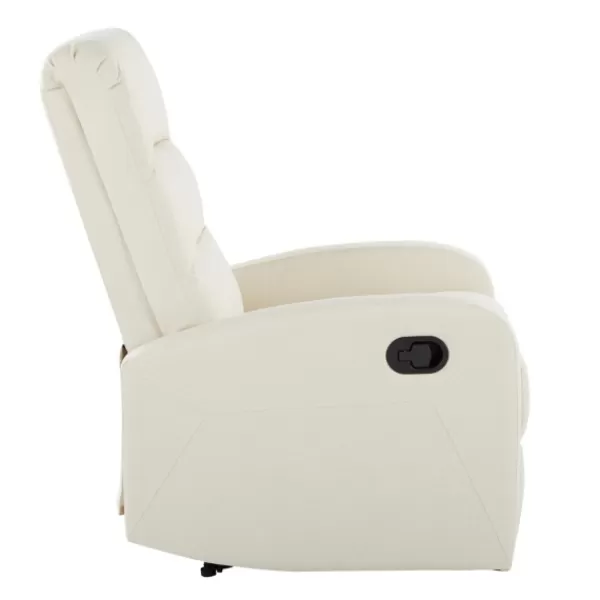 Accent Chairs-Kirkland's Home Faux Leather Upholstered Slim Recliner Ivory