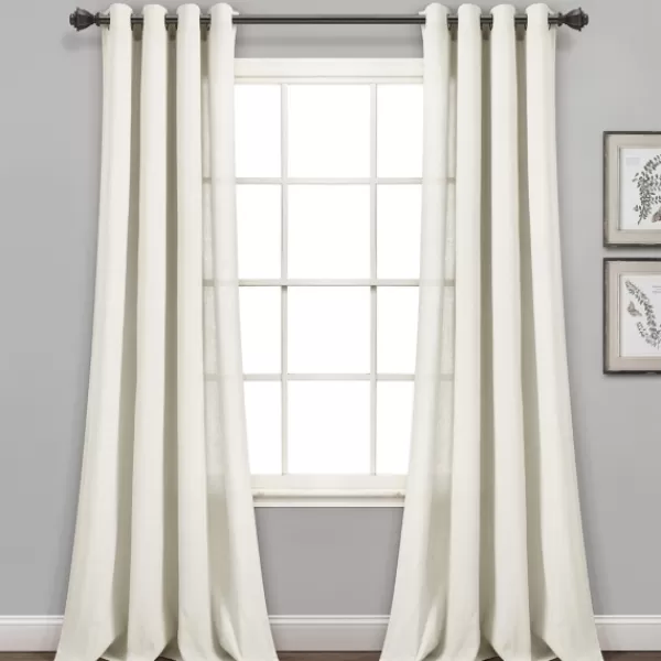 Curtains & Drapes-Kirkland's Home Faux Linen Curtain Panel Set, 84 In. Ivory