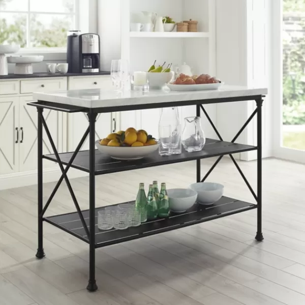 Kitchen Islands & Bar Carts-Kirkland's Home Faux Marble Top 3-Tier Melody Kitchen Island