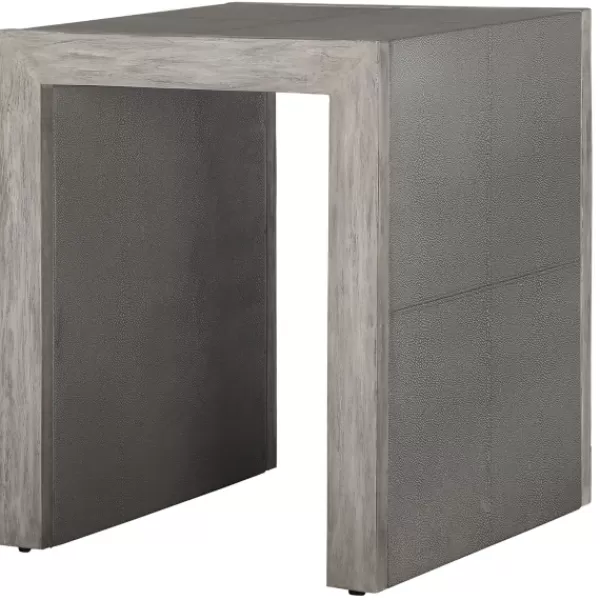 Accent & End Tables-Kirkland's Home Faux Shagreen Accent Table Gray