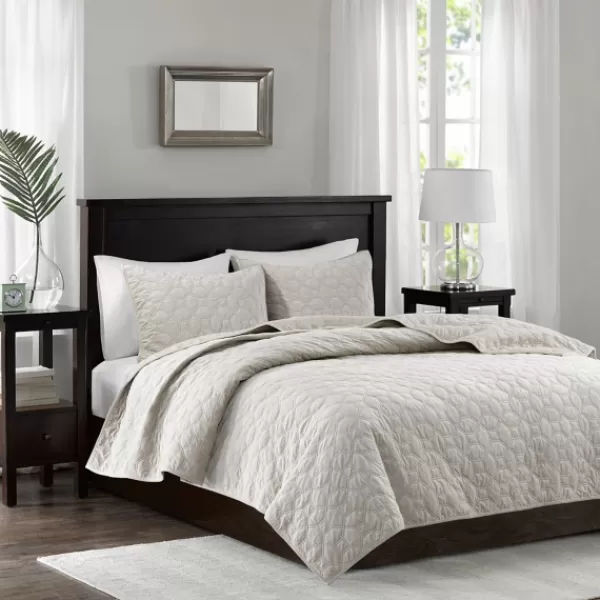 Bedspreads & Coverlets-Kirkland's Home Faux Velvet California King 3-Pc. Coverlet Set White