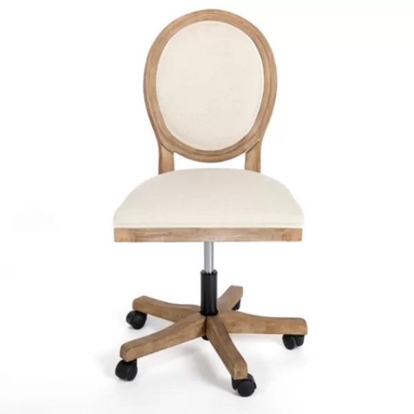 Office Furniture-Kirkland's Home Felix Upholstered Swivel Office Chair Ivory