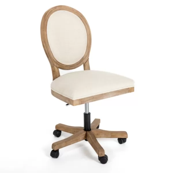 Office Furniture-Kirkland's Home Felix Upholstered Swivel Office Chair Ivory