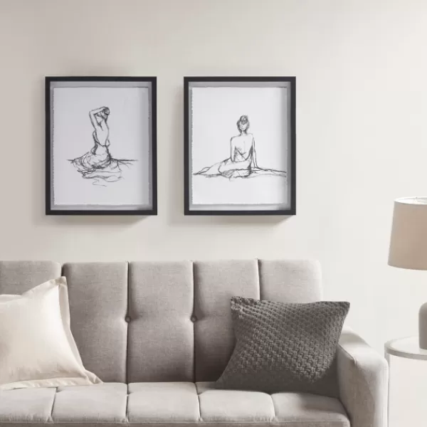 Framed Art-Kirkland's Home Feminine Figures Framed Art Prints, Set Of 2 Black/White