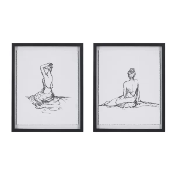 Framed Art-Kirkland's Home Feminine Figures Framed Art Prints, Set Of 2 Black/White