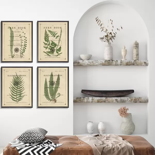 Framed Art-Kirkland's Home Fern Illustrations Framed Art Prints, Set Of 4 Green/Brown