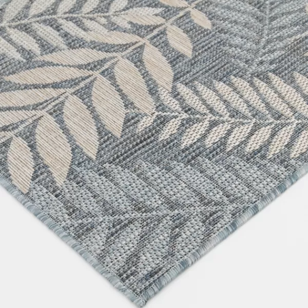 Outdoor Rugs-Kirkland's Home Fern Leaves Indoor/Outdoor Area Rug, 2X7 Blue