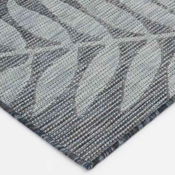 Outdoor Rugs-Kirkland's Home Fern Leaves Indoor/Outdoor Area Rug, 5X7 Blue