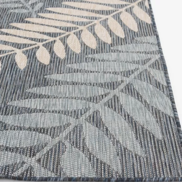 Outdoor Rugs-Kirkland's Home Fern Leaves Indoor/Outdoor Area Rug, 5X7 Blue