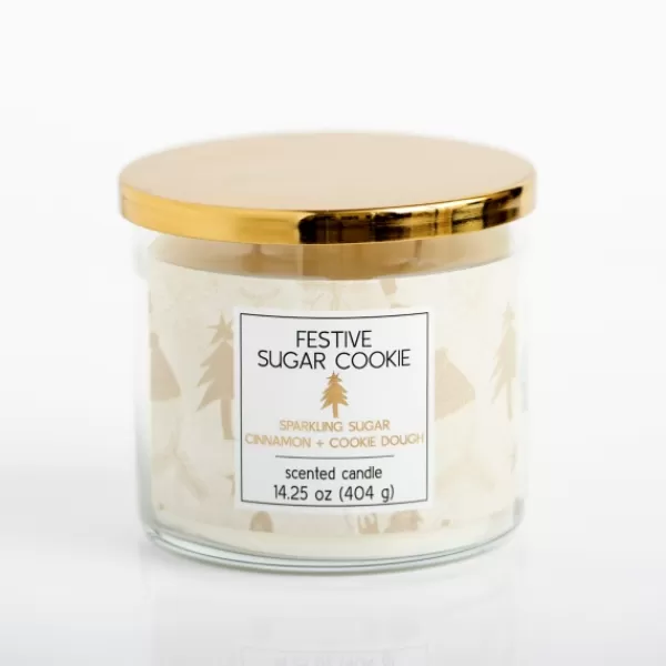 Candles-Kirkland's Home Festive Sugar Cookie Triple Wick Jar Candle White