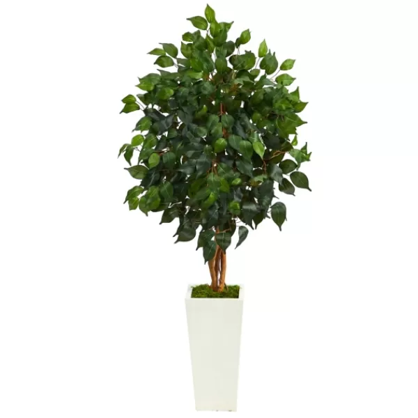 Trees & Topiaries-Kirkland's Home Ficus Tree In Mossy Tower Planter