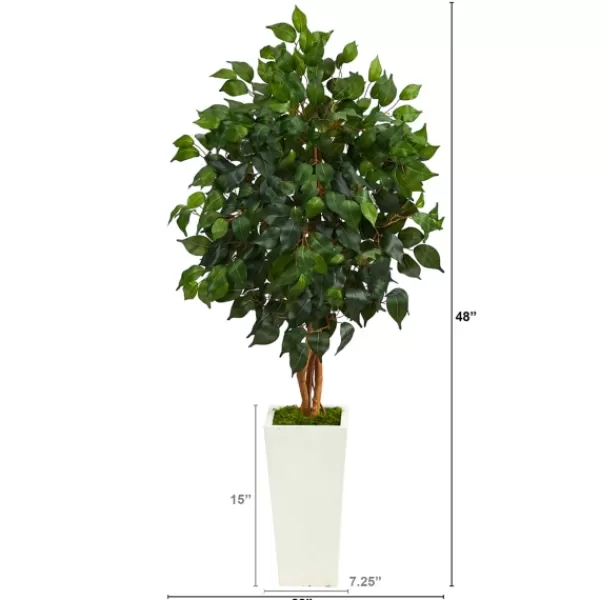 Trees & Topiaries-Kirkland's Home Ficus Tree In Mossy Tower Planter