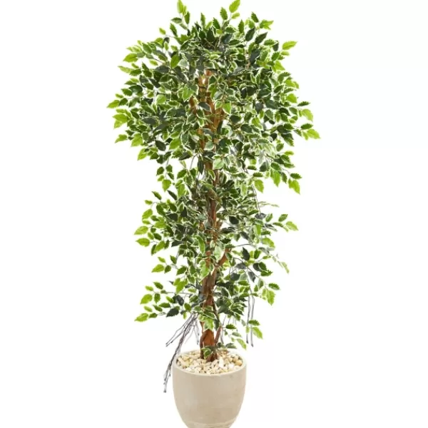 Trees & Topiaries-Kirkland's Home Ficus Tree In Sandstone Planter