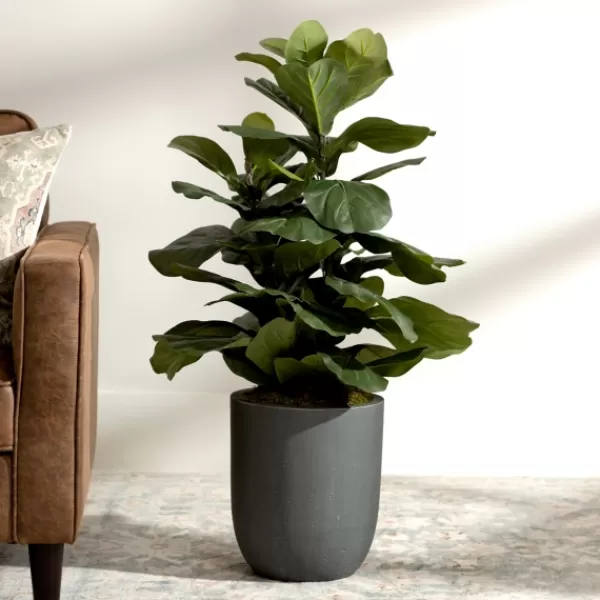 Trees & Topiaries-Kirkland's Home Fiddle Leaf Fig In Modern Gray Planter