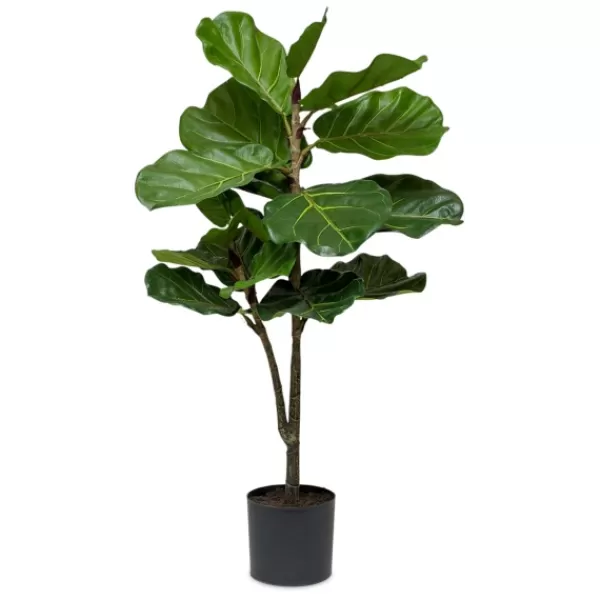 Trees & Topiaries-Kirkland's Home Fiddle Leaf Fig Tree In Black Planter