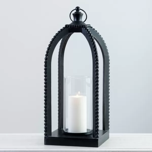 Lanterns-Kirkland's Home Fieldstone Beaded Lantern, 21 In. Black