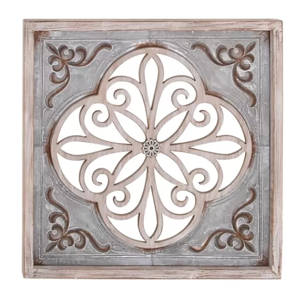 Wall Plaques-Kirkland's Home Finish Wood And Metal Wall Plaque Gray