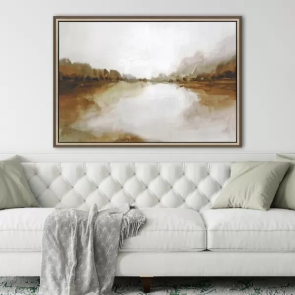 Framed Art-Kirkland's Home Firestone Lake View Framed Canvas Art Print Brown/Gray