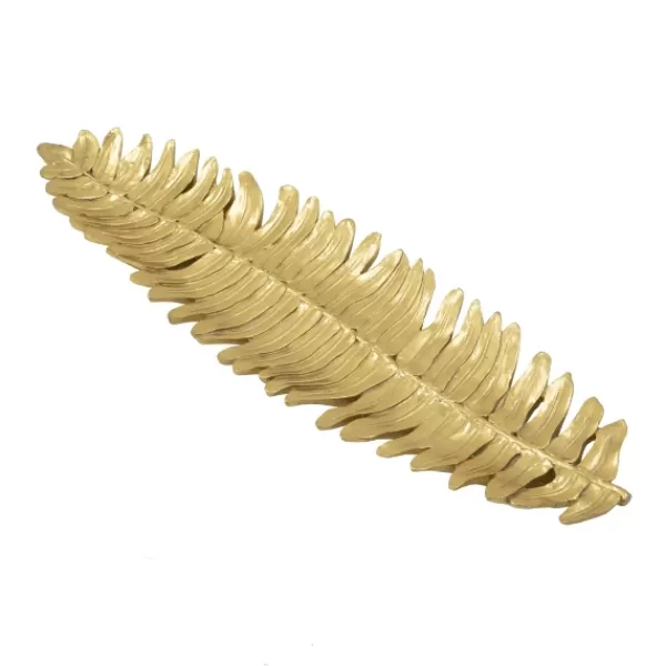 Decorative Trays-Kirkland's Home Flat Feather Tray Gold